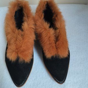 Faux Suede and Fur Ladies Flats